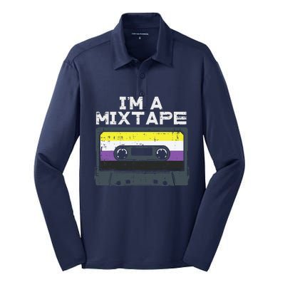 Im A Mixtape Cassette Lgbtq Flag Genderqueer Silk Touch Performance Long Sleeve Polo