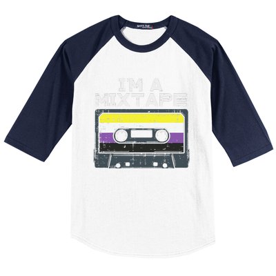 Im A Mixtape Cassette Lgbtq Flag Genderqueer Baseball Sleeve Shirt