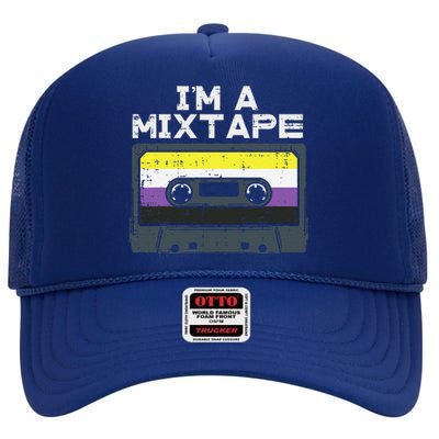 Im A Mixtape Cassette Lgbtq Flag Genderqueer High Crown Mesh Back Trucker Hat