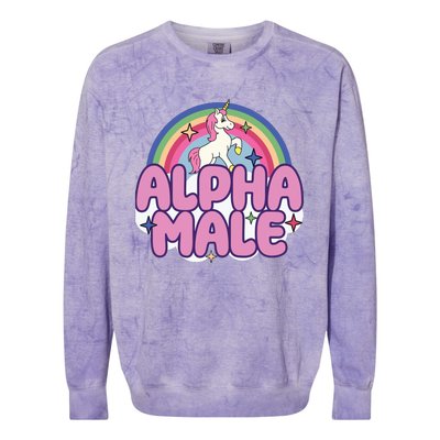 Ironic Alpha Male Unicorn Rainbow Funny Unisex Bella Colorblast Crewneck Sweatshirt