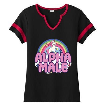 Ironic Alpha Male Unicorn Rainbow Funny Unisex Bella Ladies Halftime Notch Neck Tee