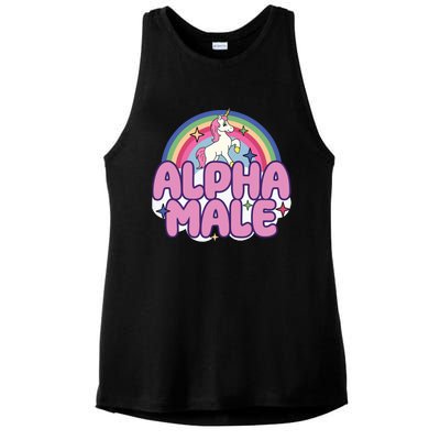 Ironic Alpha Male Unicorn Rainbow Funny Unisex Bella Ladies PosiCharge Tri-Blend Wicking Tank