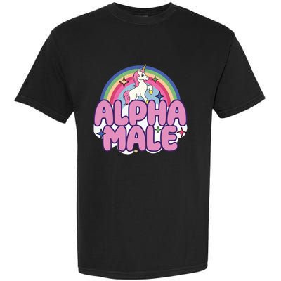 Ironic Alpha Male Unicorn Rainbow Funny Unisex Bella Garment-Dyed Heavyweight T-Shirt