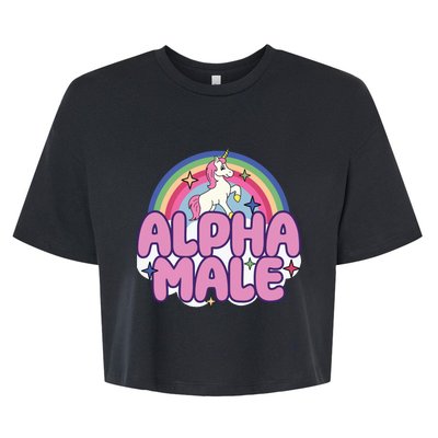 Ironic Alpha Male Unicorn Rainbow Funny Unisex Bella Bella+Canvas Jersey Crop Tee