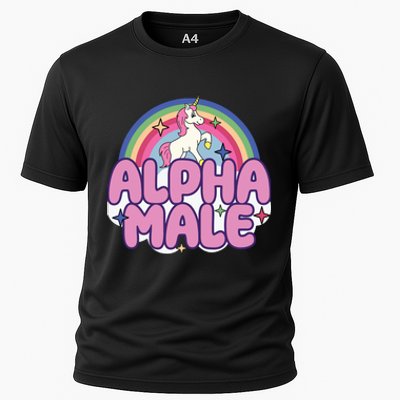 Ironic Alpha Male Unicorn Rainbow Funny Unisex Bella Cooling Performance Crew T-Shirt