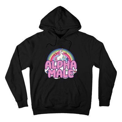 Ironic Alpha Male Unicorn Rainbow Funny Unisex Bella Hoodie