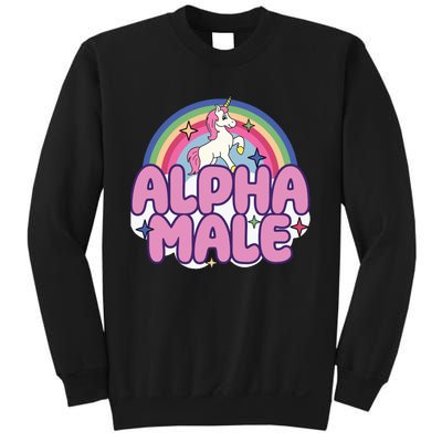 Ironic Alpha Male Unicorn Rainbow Funny Unisex Bella Sweatshirt