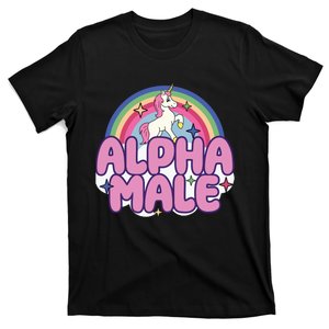 Ironic Alpha Male Unicorn Rainbow Funny Unisex Bella T-Shirt