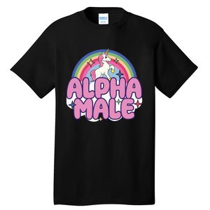 Ironic Alpha Male Unicorn Rainbow Funny Unisex Bella Tall T-Shirt