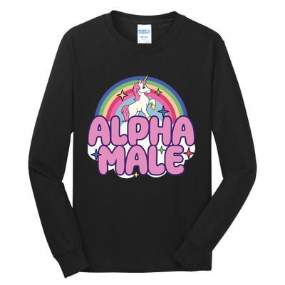 Ironic Alpha Male Unicorn Rainbow Funny Unisex Bella Tall Long Sleeve T-Shirt