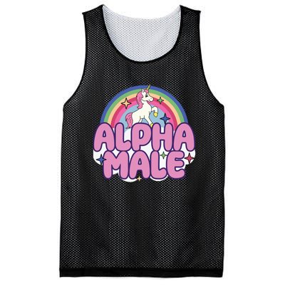 Ironic Alpha Male Unicorn Rainbow Funny Unisex Bella Mesh Reversible Basketball Jersey Tank