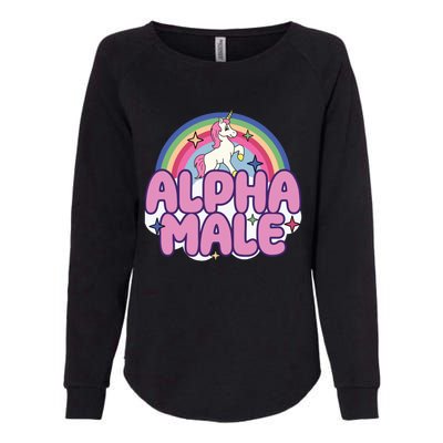 Ironic Alpha Male Unicorn Rainbow Funny Unisex Bella Womens California Wash Sweatshirt