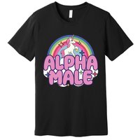 Ironic Alpha Male Unicorn Rainbow Funny Unisex Bella Premium T-Shirt