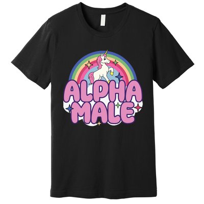 Ironic Alpha Male Unicorn Rainbow Funny Unisex Bella Premium T-Shirt