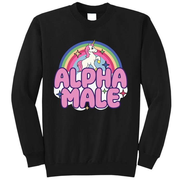 Ironic Alpha Male Unicorn Rainbow Funny Unisex Bella Tall Sweatshirt