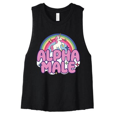 Ironic Alpha Male Unicorn Rainbow Funny Unisex Bella Women's Racerback Cropped Tank