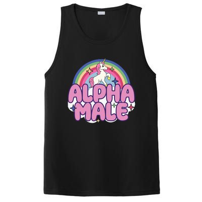 Ironic Alpha Male Unicorn Rainbow Funny Unisex Bella PosiCharge Competitor Tank