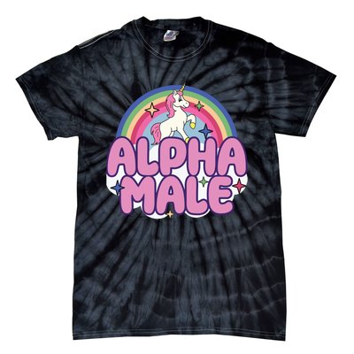 Ironic Alpha Male Unicorn Rainbow Funny Unisex Bella Tie-Dye T-Shirt