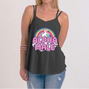 Ironic Alpha Male Unicorn Rainbow Funny Unisex Bella Women's Strappy Tank