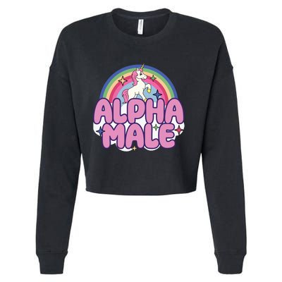 Ironic Alpha Male Unicorn Rainbow Funny Unisex Bella Cropped Pullover Crew