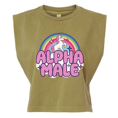 Ironic Alpha Male Unicorn Rainbow Funny Unisex Bella Garment-Dyed Women's Muscle Tee