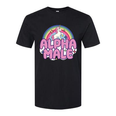 Ironic Alpha Male Unicorn Rainbow Funny Unisex Bella Softstyle CVC T-Shirt