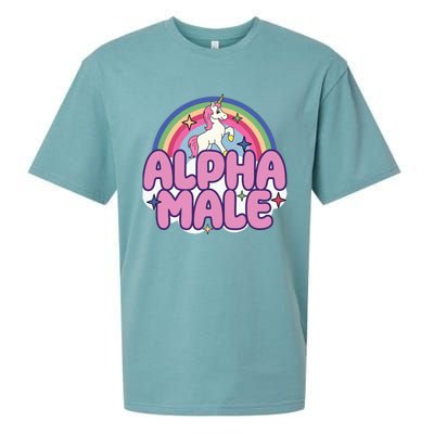 Ironic Alpha Male Unicorn Rainbow Funny Unisex Bella Sueded Cloud Jersey T-Shirt