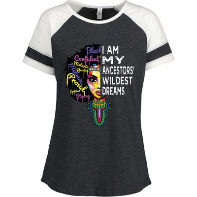 I Am My Ancestors Wildest Dreams Black History Month Enza Ladies Jersey Colorblock Tee