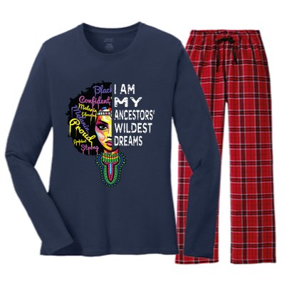 I Am My Ancestors Wildest Dreams Black History Month Women's Long Sleeve Flannel Pajama Set 