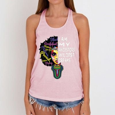 I Am My Ancestors Wildest Dreams Black History Month Women's Knotted Racerback Tank