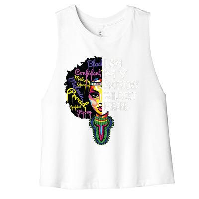 I Am My Ancestors Wildest Dreams Black History Month Women's Racerback Cropped Tank