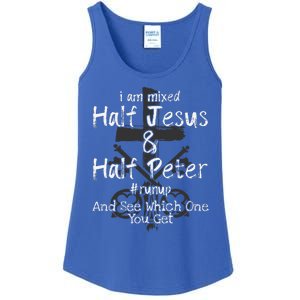 I Am Mixed Half Jesus And Half Peter Christian Runup Gift Ladies Essential Tank