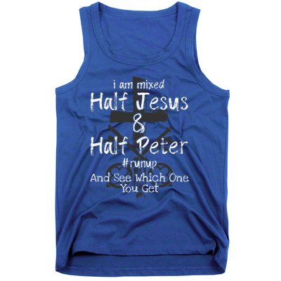 I Am Mixed Half Jesus And Half Peter Christian Runup Gift Tank Top