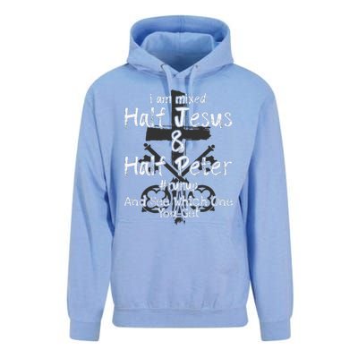 I Am Mixed Half Jesus And Half Peter Christian Runup Gift Unisex Surf Hoodie