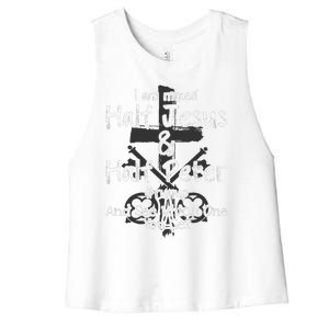 I Am Mixed Half Jesus And Half Peter Christian Runup Gift Women's Racerback Cropped Tank