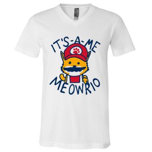 It's A Me Meowrio ,Funny Cat Lover V-Neck T-Shirt