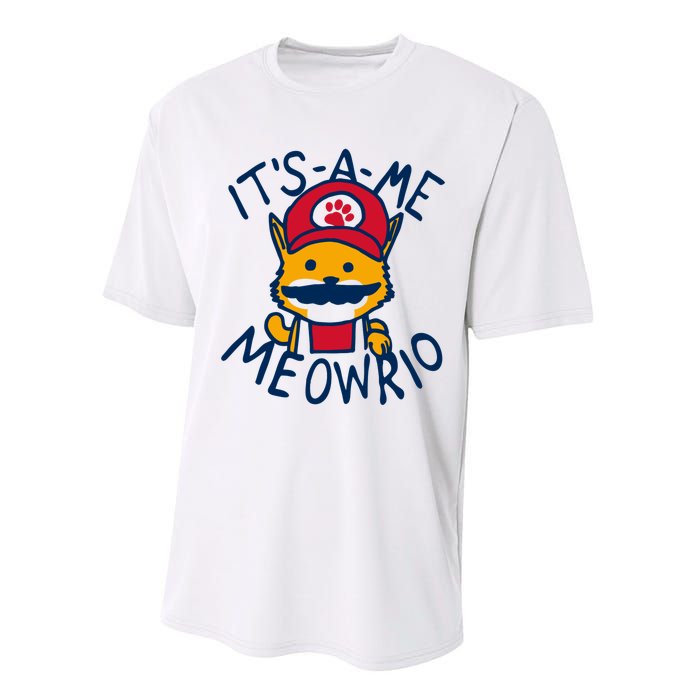 It's A Me Meowrio ,Funny Cat Lover Performance Sprint T-Shirt