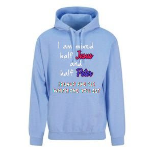 I Am Mixed Half Jesus And Half Peter Funny Christian Meme Unisex Surf Hoodie