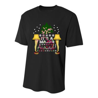 It's A Major Award Funny Christmas Fragile Lamp Leg Youth Performance Sprint T-Shirt