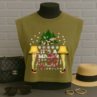 It's A Major Award Funny Christmas Fragile Lamp Leg Garment-Dyed Women's Muscle Tee