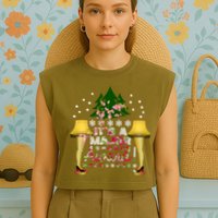 It's A Major Award Funny Christmas Fragile Lamp Leg Garment-Dyed Women's Muscle Tee