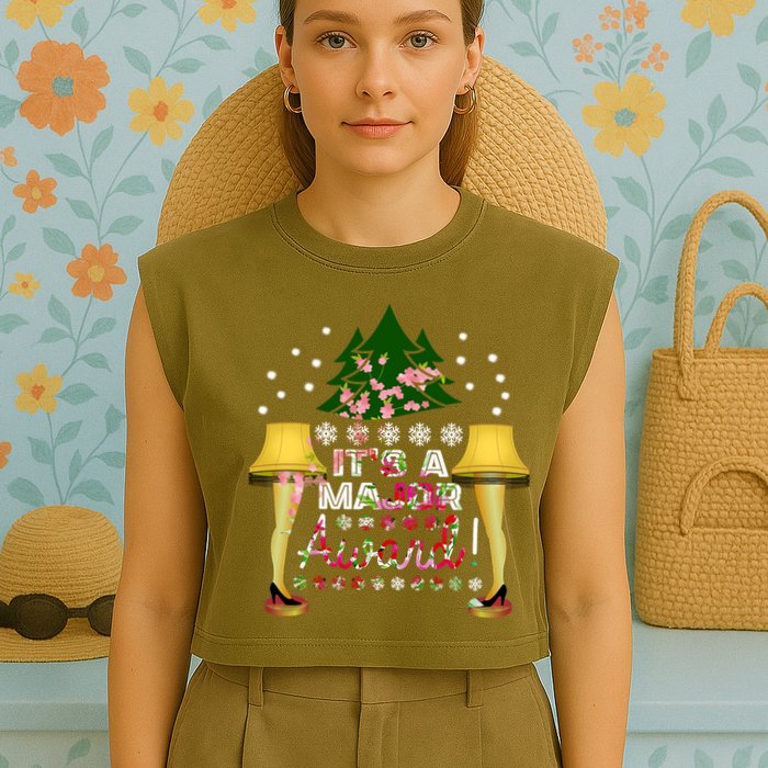 It's A Major Award Funny Christmas Fragile Lamp Leg Garment-Dyed Women's Muscle Tee