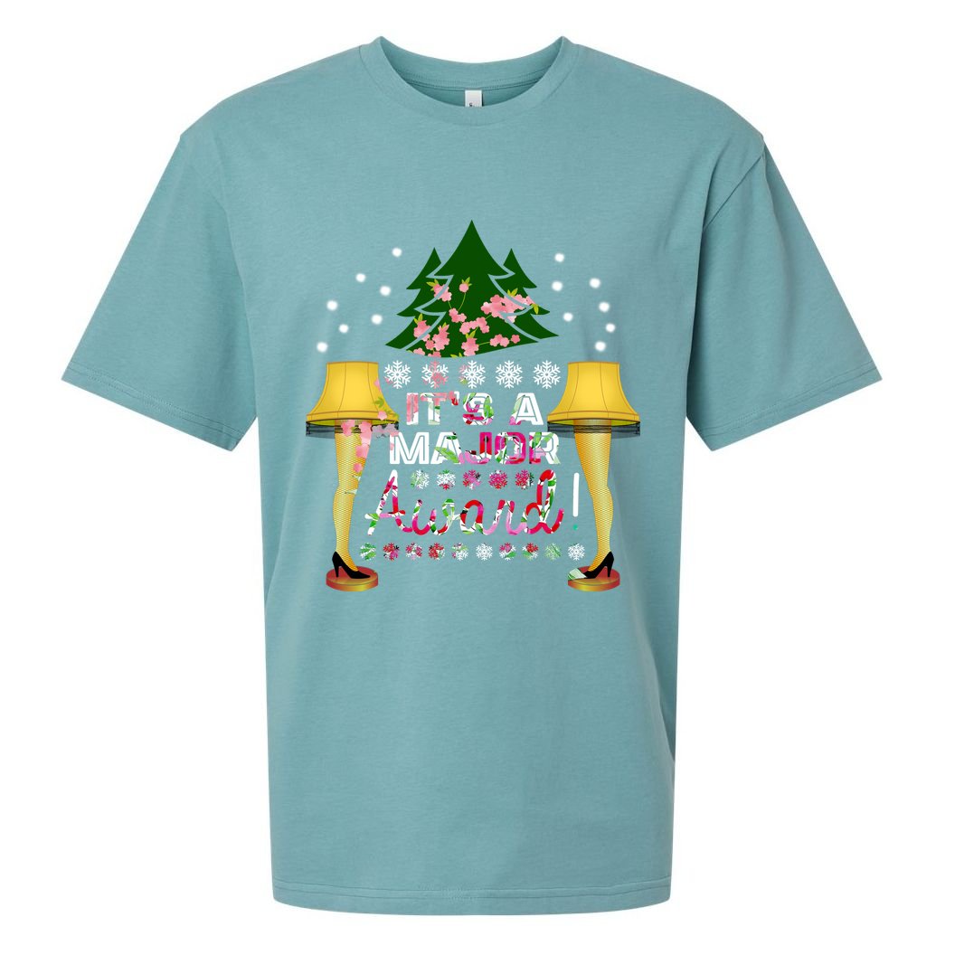 It's A Major Award Funny Christmas Fragile Lamp Leg Sueded Cloud Jersey T-Shirt
