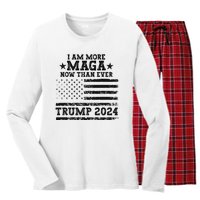 I Am More Maga Now Than Ever Trump 2024 You Missed Trump Women's Long Sleeve Flannel Pajama Set 