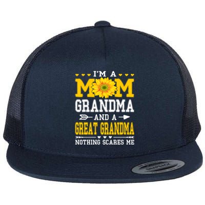 IM A Mom Grandma Great Grandma MotherS Day Sunflower Great Gift Flat Bill Trucker Hat