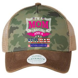 IM A Mom Grandma And A Veteran Nothing Scares Me Veteran Legacy Tie Dye Trucker Hat