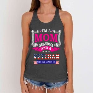 IM A Mom Grandma And A Veteran Nothing Scares Me Veteran Women's Knotted Racerback Tank