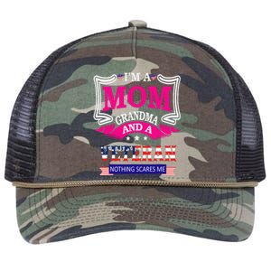 IM A Mom Grandma And A Veteran Nothing Scares Me Veteran Retro Rope Trucker Hat Cap