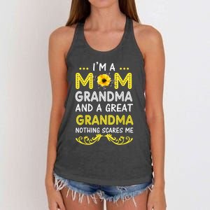 I'm A Mom Grandma Great Nothing Scares Me Mothers Day Gifts Women's Knotted Racerback Tank