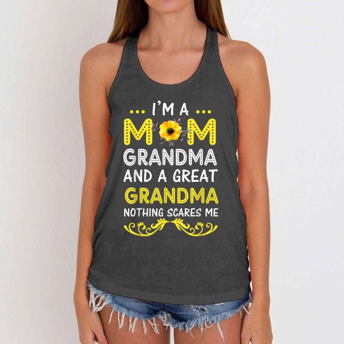 I'm A Mom Grandma Great Nothing Scares Me Mothers Day Gifts Women's Knotted Racerback Tank